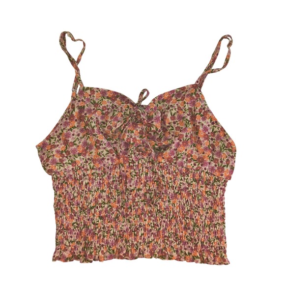 Dress Forum Tops - Dress Forum Los Angeles‎ Floral Smocked Crop Top — Boho Chic Tie Strap L